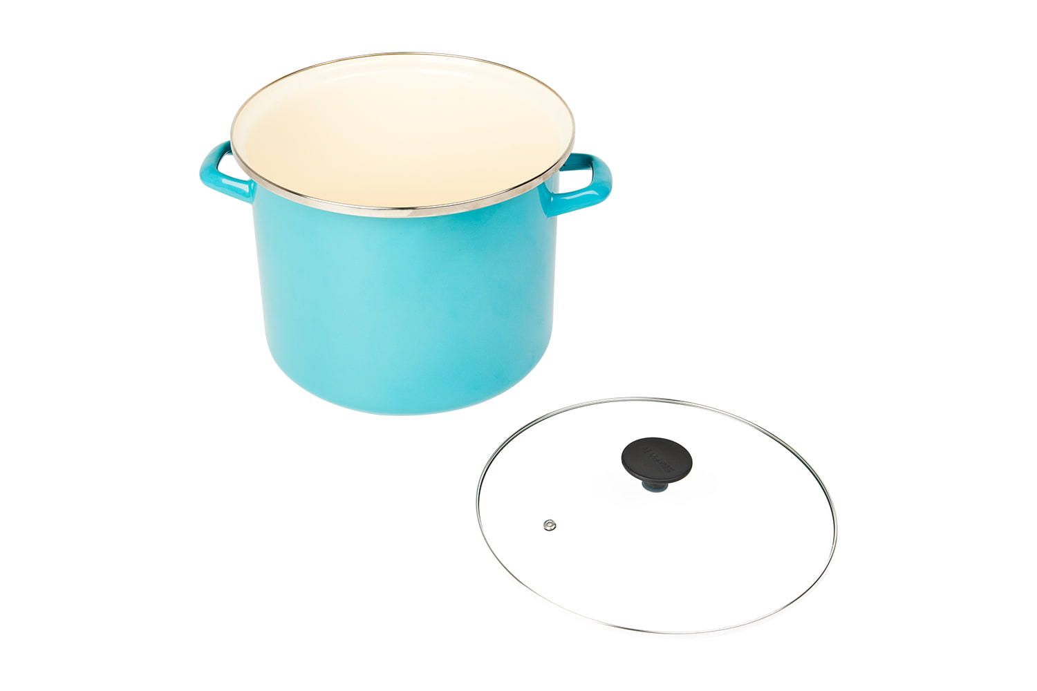 Casserole en acier émaillé de 12 pintes/26 cm avec poignée et couvercle, XL grande, spécialité antiadhésive