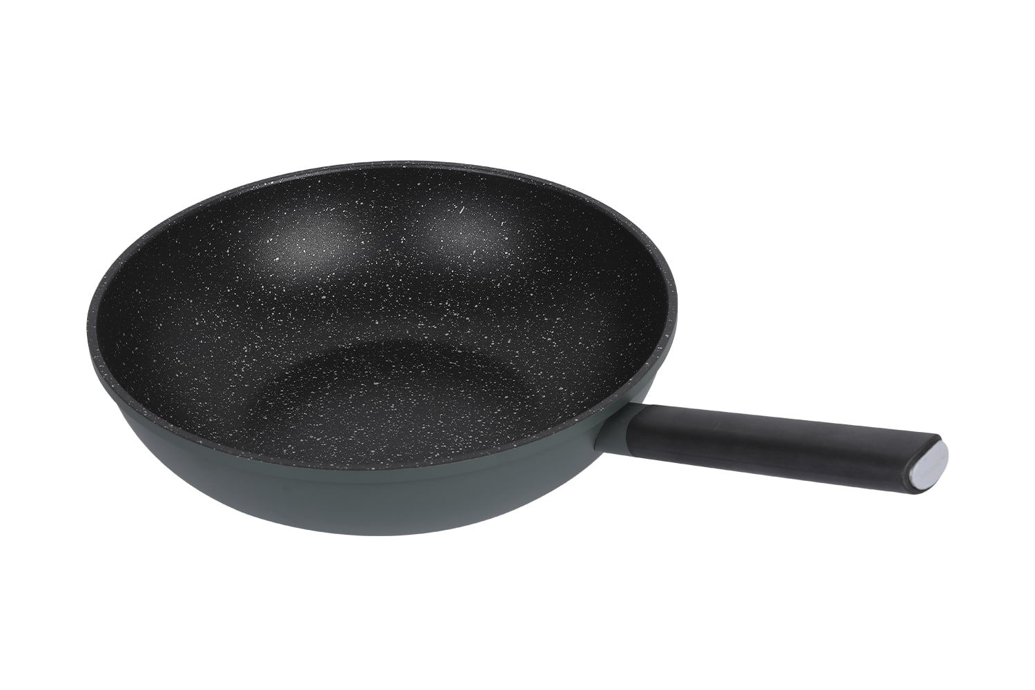 CF-CLB3263D Imitation wok moulé sous pression-avec couvercle en verre, imitation pierre médicale moulée sous pression 32 wok antiadhésif